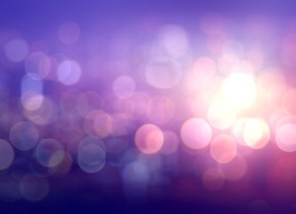 Fototapeta premium Shiny bokeh blur pattern chaotic accommodation on violet shades background. Flare effect festive outer empty template.