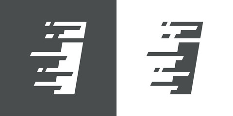 Símbolo rapidez. Logotipo con letra inicial I con líneas de velocidad en fondo gris y fondo blanco © teracreonte