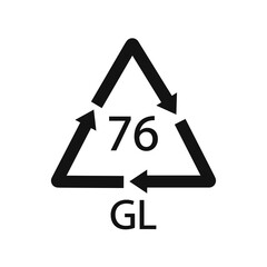 Crystal Glass recycling code 76 GL. Vector illustration