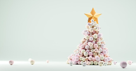 Christmas tree made of pastel glass balls