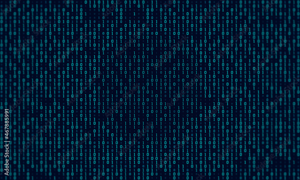 Wall mural Digital code of computer program. Binary code on monitor. - Wall murals