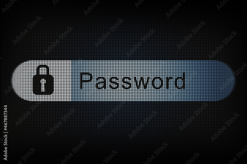 Poster abstract password bar on dark background. protection and safety concept. 3d rendering.