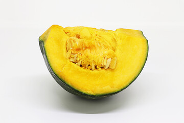 slice of pumpkin isolated on white background.