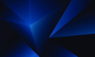 Obraz premium Abstract blue polygon triangles shape pattern background with golden line and lighting effect luxury style.