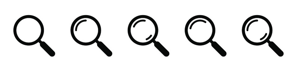 Search icon. Magnifying glass icon, vector magnifier or loupe sign.