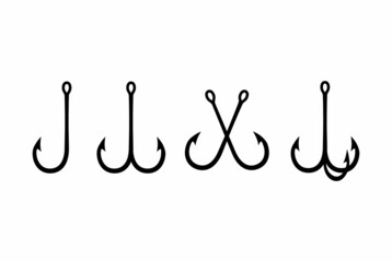 Set of hooks for fishing. Fishhooks. A collection of fishing accessories. Fish bait.