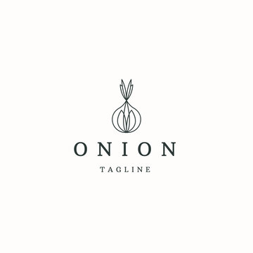 Onion with line style logo icon design template flat vector