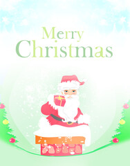 Abstract Christmas card with Santa Claus and Christmas tree