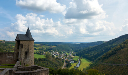 Fototapeta premium A beautiful shot of the castle of Bourscheid, Luxembourg
