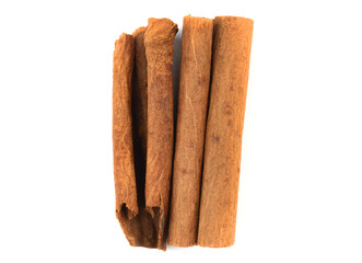 Cinnamon sticks isolated on a white background, close-up
