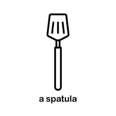 Logo and icon of a spatula, line and flat kitchen utensil and equipment