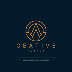 Creative simple abstract business art logo style Line shaped letter A