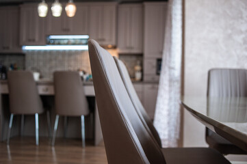 Interior of the apartment for rent. Light tone condominium