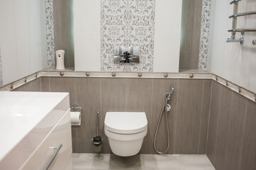 Interior of the apartment for rent. Light tone condominium