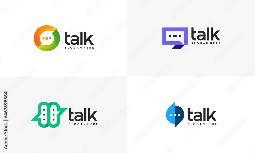 Wall mural modern talk logo designs, chat message logo symbol concept, modern consulting agency logo template d