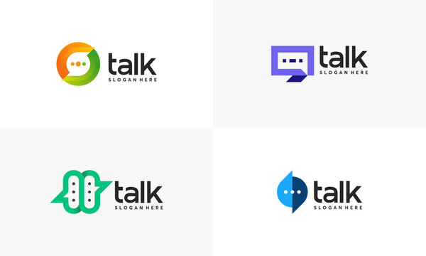 Modern Talk Logo designs, Chat Message logo symbol concept, Modern Consulting agency logo template designs