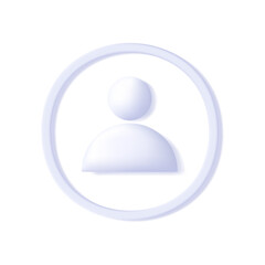 3d icon of user profile, convex volume shape of person in a circle