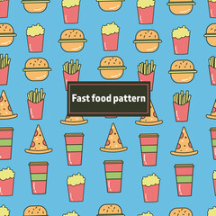 Fast food pattern seamless in multicolor.