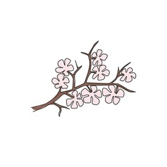 Single continuous line drawing of beauty fresh cherry blossom for home decor wall art poster print. Printable decorative sakura flower for public park. Modern one line draw design vector illustration