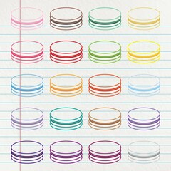 Macarons line icon set. Vector illustration. Hand-drawn macarons set on the paper background.