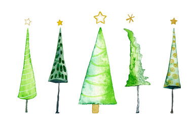 Weihnachtsbäume, Aquarell auf Papier - 467900531
