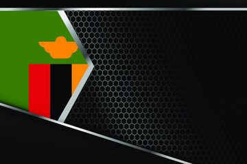 Zambia flag business banner with black background