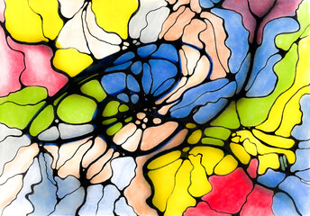 Neurographic concept  abstract art colorfull lines and waves illustration
