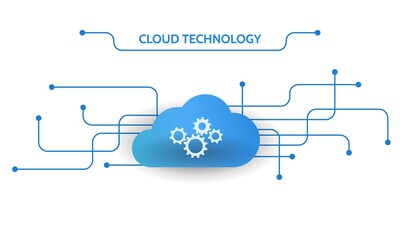 Cloud technology data service. Social networking. Design gear element. Vector illustration secure concept