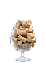 Glass with wine corks