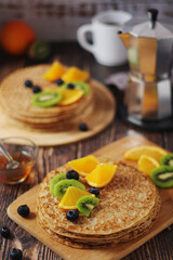 Crepes or bliny with fruit
