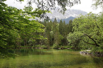 Badesee lake in Garmisch-Partenkirchen, Bavaria, Germany