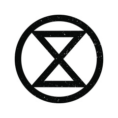 Fototapeta premium Vector grunge illustration of environmental activists extinction symbol