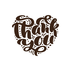 Thank you Hand drawn text in heart frame. Trendy hand lettering quote, graphics, vintage art print for posters and greeting cards design. Illustration for Thanksgiving Day