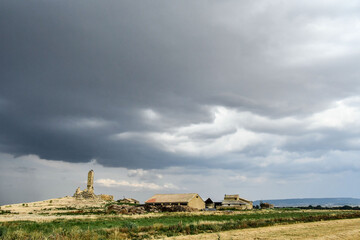 spanish landscape view of european countryside rural area in castilla y leon burgos spain.