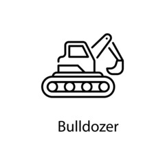 Bulldozer vector Outline Icon Design illustration. Construction Symbol on White background EPS 10 File