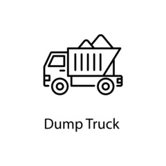 Dump Truck vector Outline Icon Design illustration. Construction Symbol on White background EPS 10 File