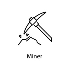 Miner vector Outline Icon Design illustration. Construction Symbol on White background EPS 10 File