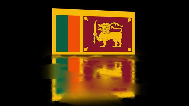 Sri Lanka Flag revealed with realistic reflection on stylish black background