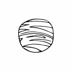 Outline Space doodle image. Hand-drawn Planet isolated on white background. Striped astronomical object. Universe sketch sign. Astronomy, astrology, cosmos symbol. Vector science cute illustration