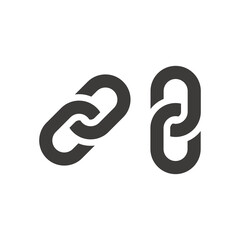 Link or hyperlink chain vector icon. Black glyph symbol.