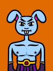 cute rabbit cartoon on orange background