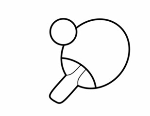 卓球ラケット＋球(線画)