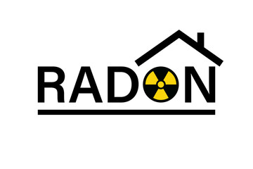 Radon gas text sign. Clipart image isolated on white background