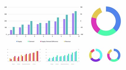 Background with financial analytics and global company infographics. Moving charts and diagrams. The concept of business, success, profit growth and finance.