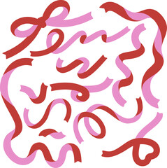 赤とピンクのリボン素材