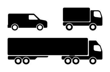 van, truck and lorry icon. simple flat design - vector