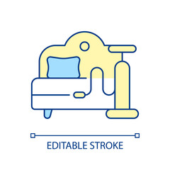 Inflatable bed RGB color icon. Air mattress for camping and home. Portable bed with pump. Adjustable firmness. Comfortable sleeping. Isolated vector illustration. Simple filled line drawing