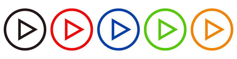 Colorful Play Button.  Simple icons with unfilled lines. - vector 