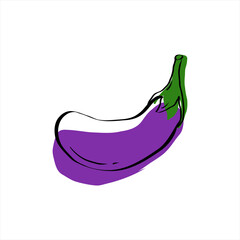 Fresh Raw Eggplant. Healthy vegetarian food. Organic.
Colored flat vector illustration of vegetables isolated on white background. Doodle style. Hand drawing.