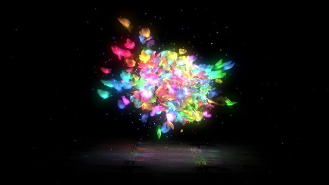 Butterfly with particles on black background 4k footage, Particles with butterfly footage